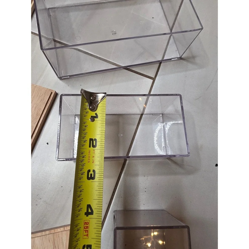 3‎ Piece Clear Acrylic Storage Bin Set with Wood Lids Nesting Organizers